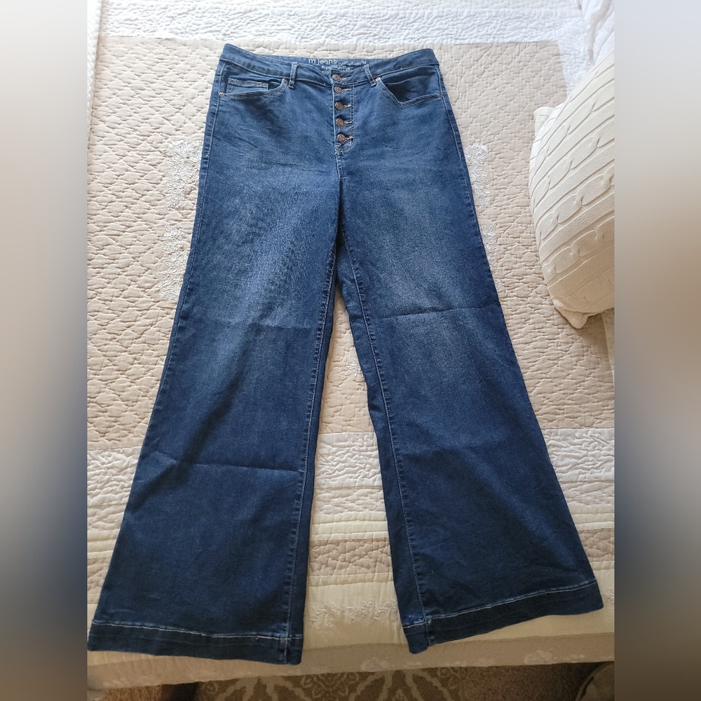 Maurices Dark Blue Flare & Wide Leg Jeans